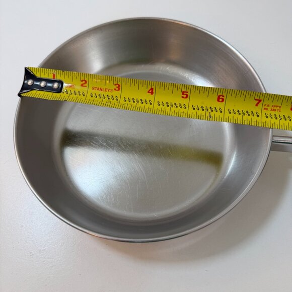 VTG Revere Ware 7 in Skillet Fry Pan SS Copper Bottom 1801 Clinton USA w/ Lid - Picture 12 of 16